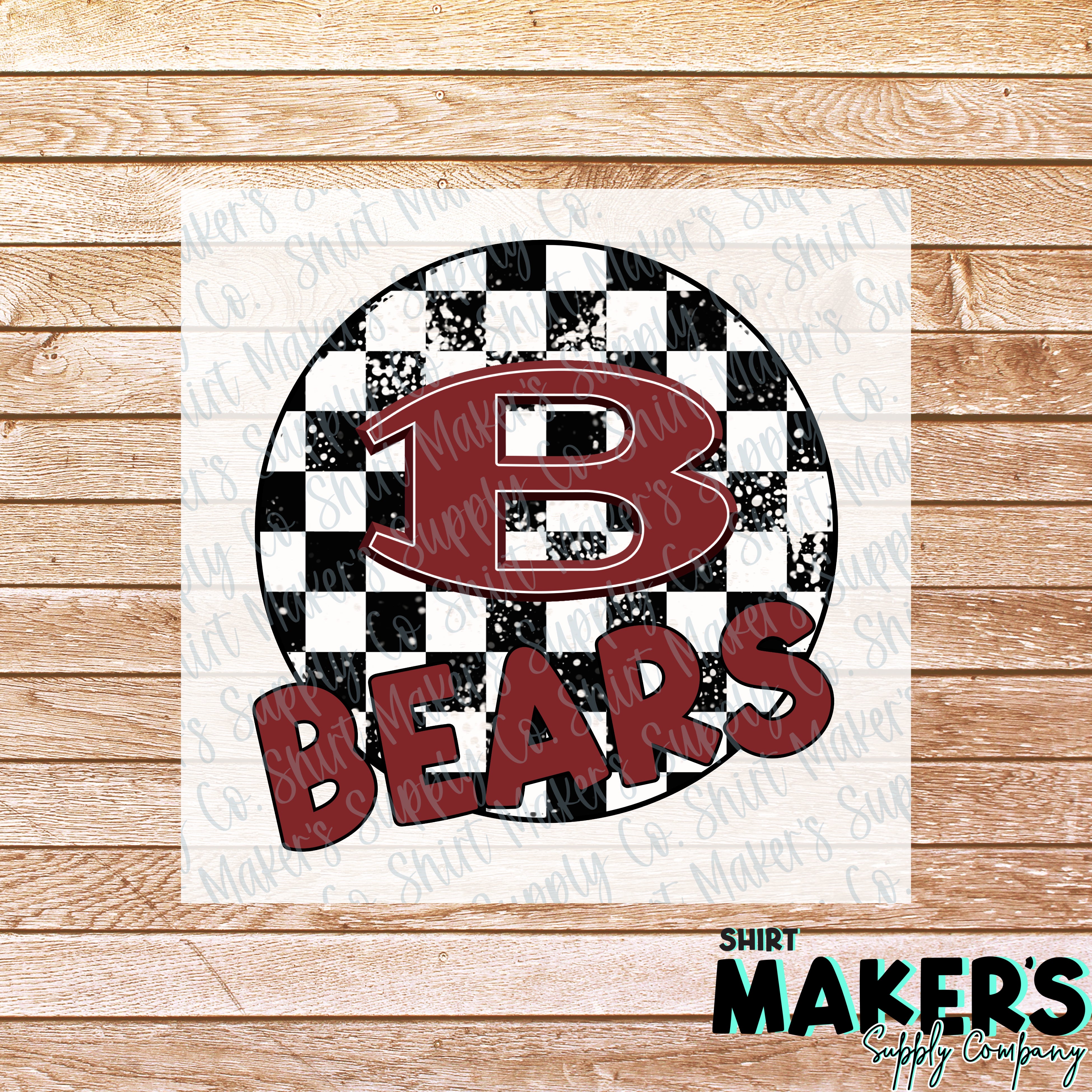 Bastrop Bears Checker DTF or UV-DTF Transfer - or- Hat Patch, Acrylic ...