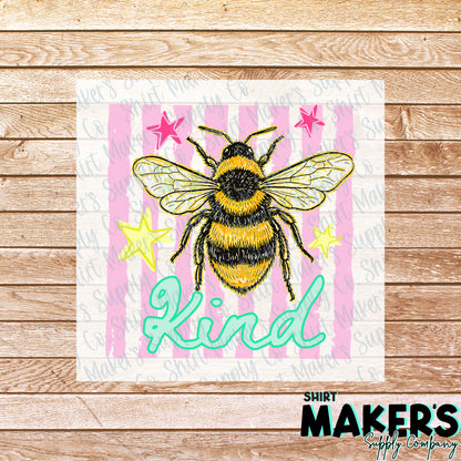 Bee Kind DTF or UV-DTF Transfer - or- Hat Patch, Acrylic, Magnet, or Keychain