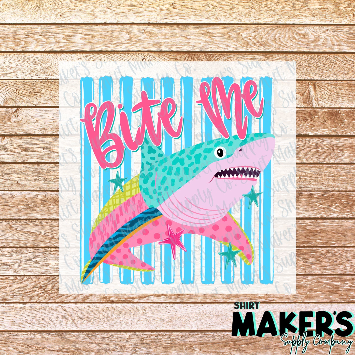 Bite Me Shark DTF or UV-DTF Transfer - or- Hat Patch, Acrylic, Magnet, or Keychain