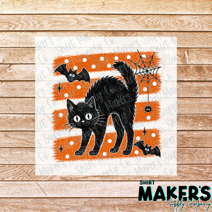 Black Cat Halloween Fall DTF Transfer - or- Hat Patch, Acrylic, Magnet, or Keychain