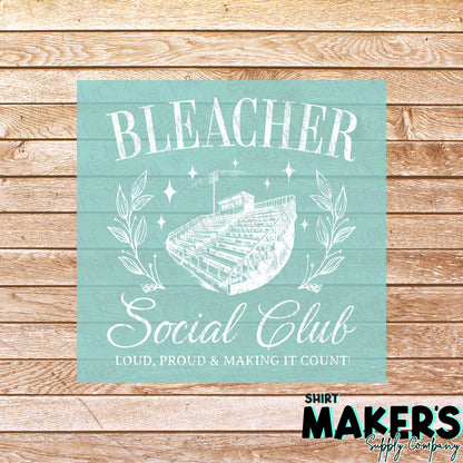 Bleacher Social Club White DTF or UV-DTF Transfer - or- Hat Patch, Acrylic, Magnet, or Keychain