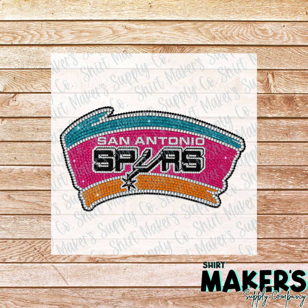 SA Spurs Rhinestone - San Antonio Spurs DTF or UV-DTF Transfer - or- Hat Patch, Acrylic, Magnet, or Keychain