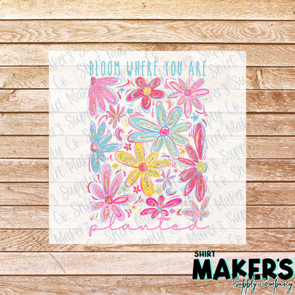 Bloom Where You are Planted DTF Transfer - or- Hat Patch, Acrylic, Magnet, or Keychain