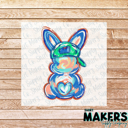 Easter Blue Bunny DTF Transfer - or- Hat Patch, Acrylic, Magnet, or Keychain
