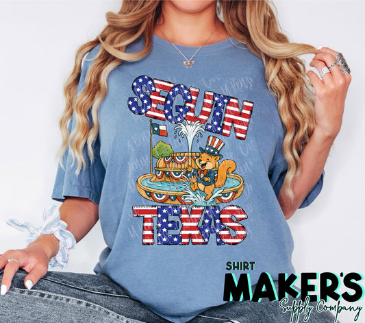 Seguin 4th of July Square Fountain T-Shirt
