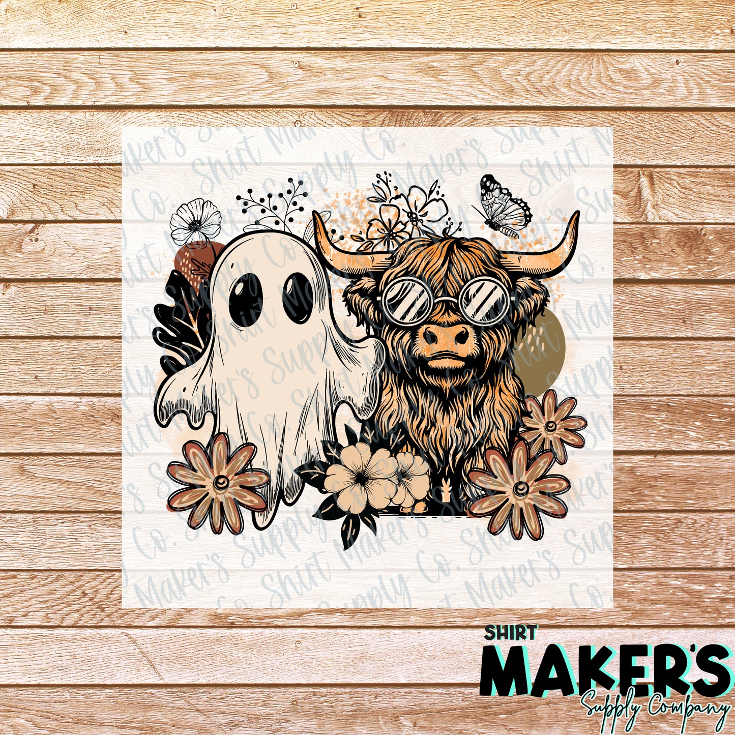Boho Ghost Cow DTF or Sublimation Transfer