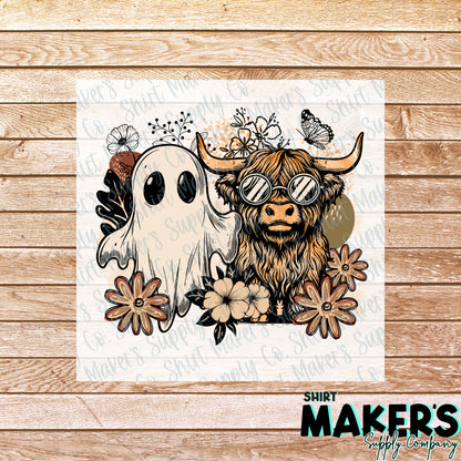 Boho Ghost Cow DTF Transfer - or- Hat Patch, Acrylic, Magnet, or Keychain
