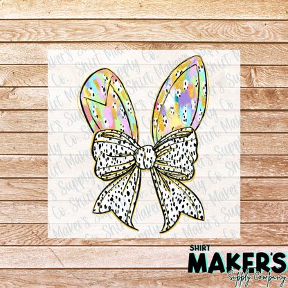 Bow Bunny Ears DTF Transfer - or- Hat Patch, Acrylic, Magnet, or Keychain