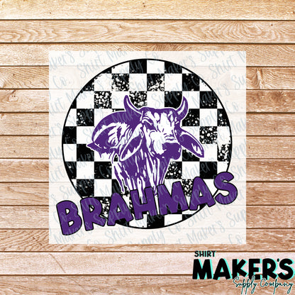 Stockdale Brahmas Checker DTF Transfer - or- Hat Patch, Acrylic, Magnet, or Keychain