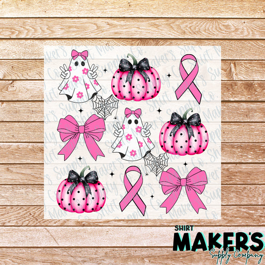 Breast Cancer Halloween Bows DTF or Sublimation Transfer