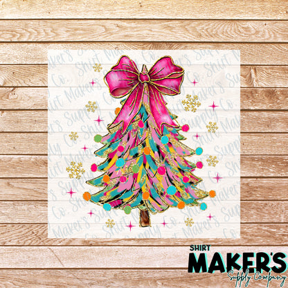 Multi Color Christmas Tree DTF Transfer - or- Hat Patch, Acrylic, Magnet, or Keychain