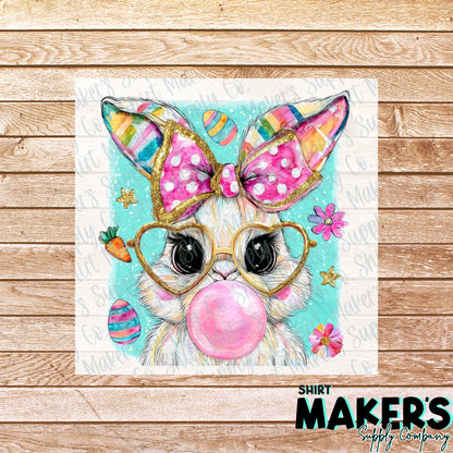 Bunny Bubblegum DTF or UV-DTF Transfer - or- Hat Patch, Acrylic, Magnet, or Keychain