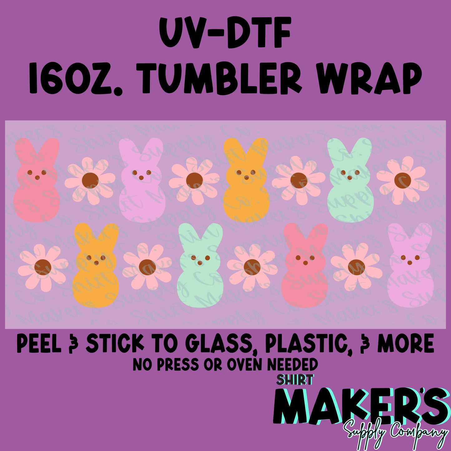 16oz. UV-DTF Easter Bunny Flowers