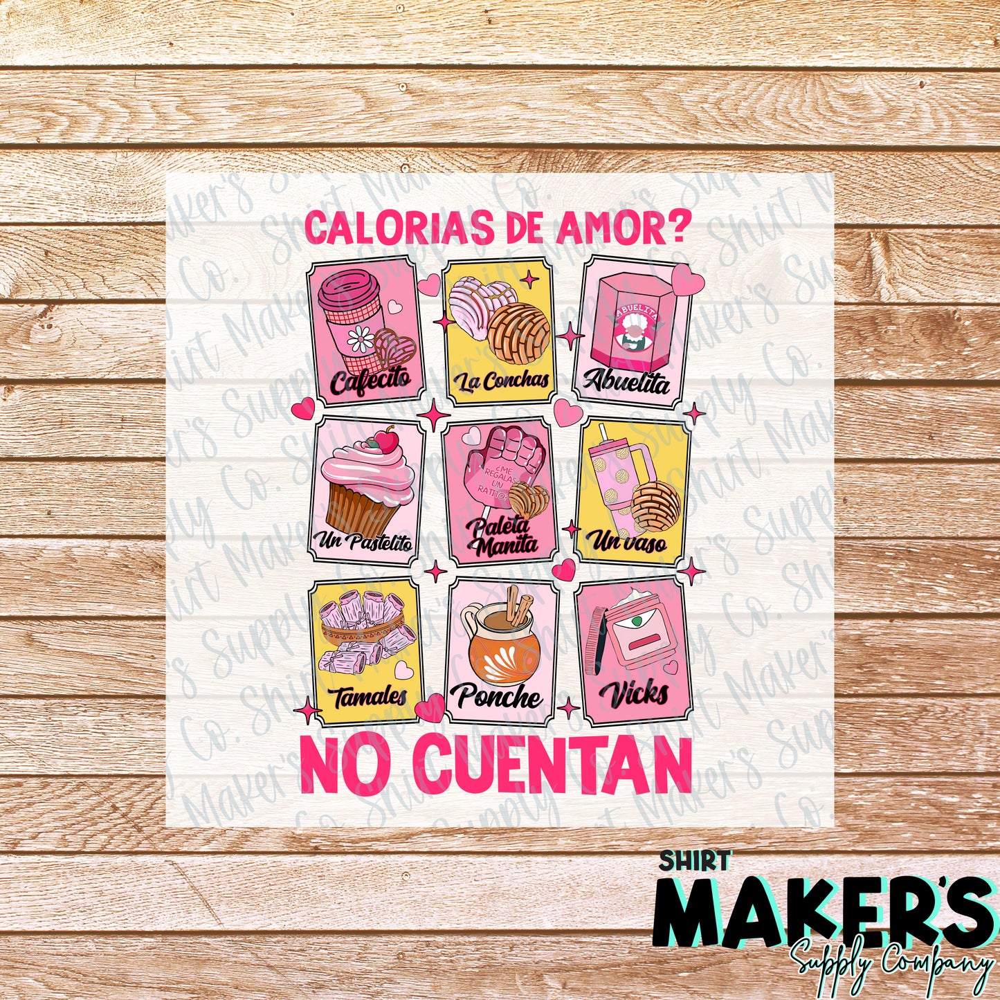 Calorias de Amor No Quentan Loteria Valentine's Day DTF or Sublimation Transfer