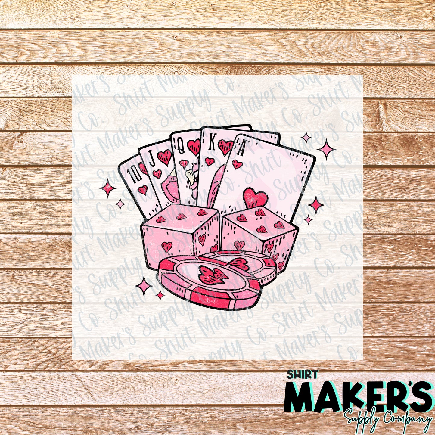 Pink Cards Gambler Valentine's Day DTF or Sublimation Transfer