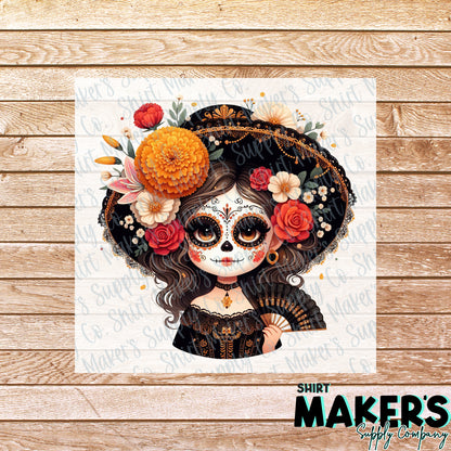 La Catrina Day of the Dead DTF Transfer - or- Hat Patch, Acrylic, Magnet, or Keychain
