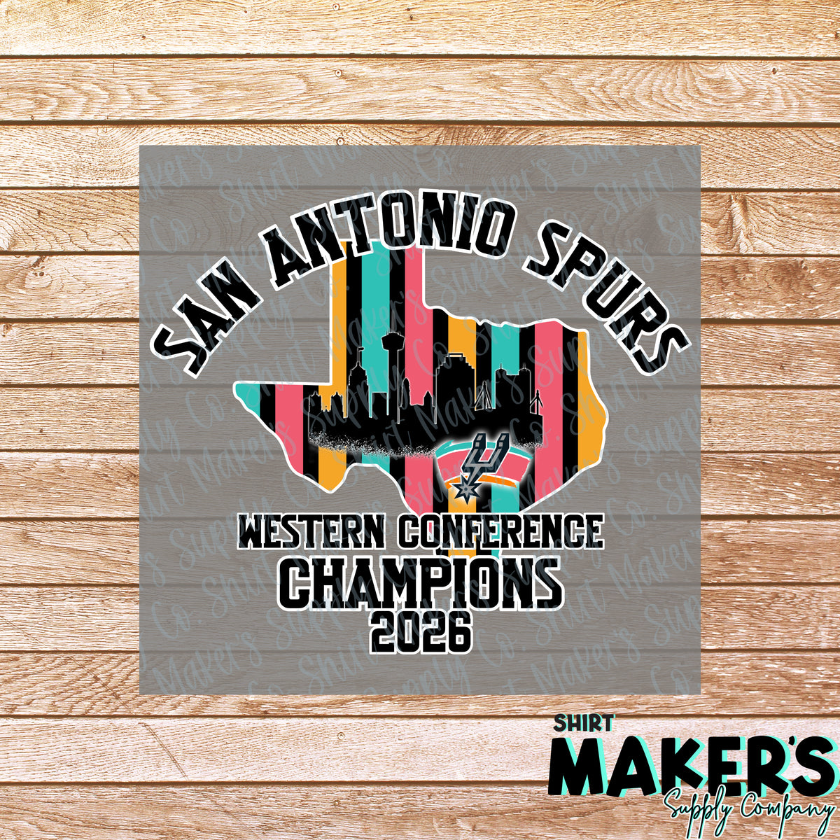 Western Conference Champions Texas - San Antonio Spurs DTF or UV-DTF Transfer - or- Hat Patch, Acrylic, Magnet, or Keychain