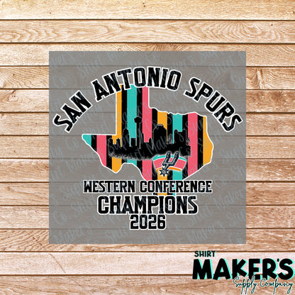 Western Conference Champions Texas - San Antonio Spurs DTF or UV-DTF Transfer - or- Hat Patch, Acrylic, Magnet, or Keychain