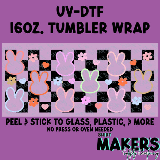 16oz. UV-DTF Easter Bunny Checker