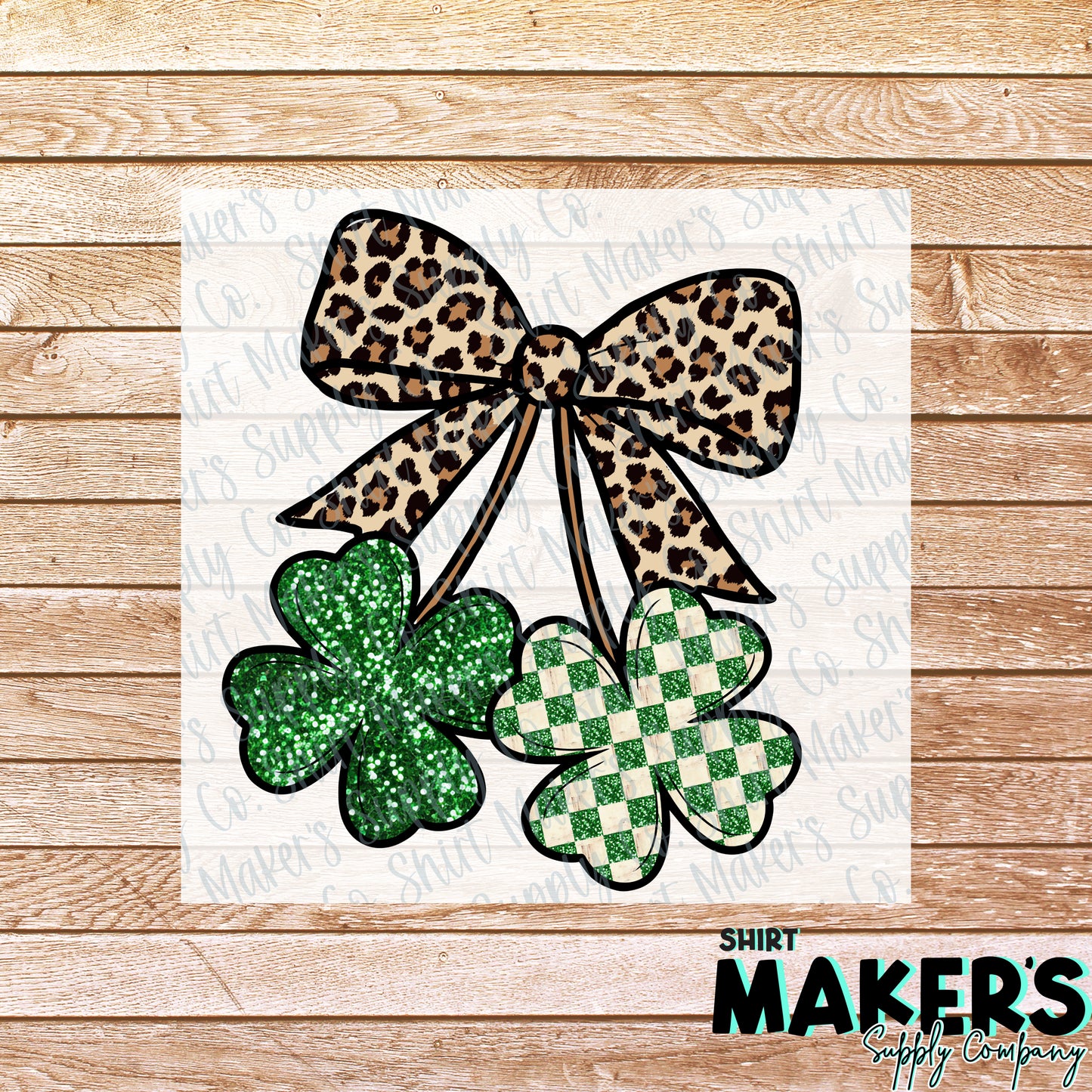 Cheetah Bow St. Patrick's Day DTF or UV-DTF Transfer - or- Hat Patch, Acrylic, Magnet, or Keychain