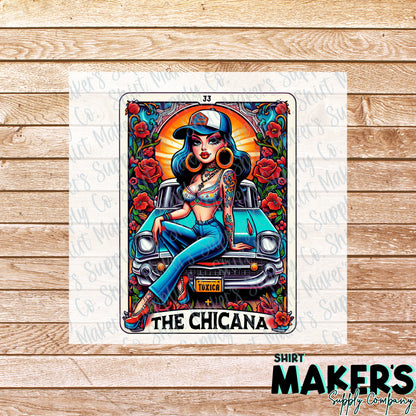 Chicana Tarot Card DTF Transfer - or- Hat Patch, Acrylic, Magnet, or Keychain