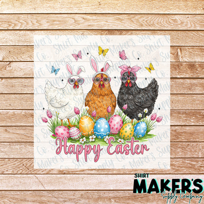 Happy Easter Chickens DTF Transfer - or- Hat Patch, Acrylic, Magnet, or Keychain