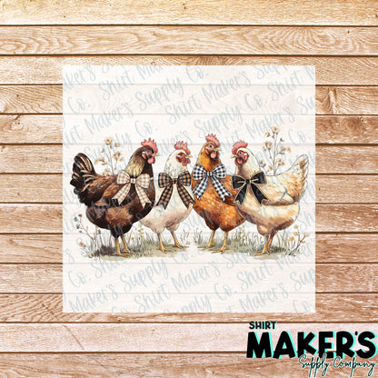 Chicken Bows DTF Transfer - or- Hat Patch, Acrylic, Magnet, or Keychain