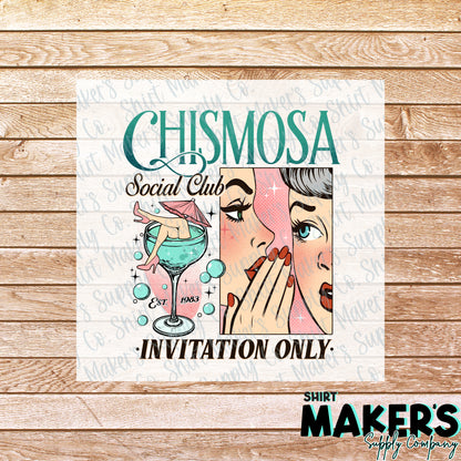 Chismosa Social Club DTF Transfer - or- Hat Patch, Acrylic, Magnet, or Keychain