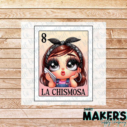 Chismosa Loteria Card DTF Transfer - or- Hat Patch, Acrylic, Magnet, or Keychain