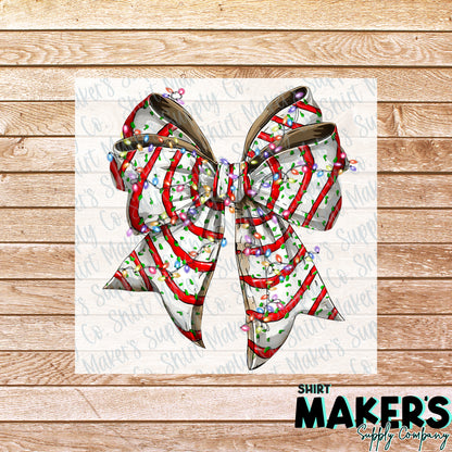 Christmas Cake Bow DTF Transfer - or- Hat Patch, Acrylic, Magnet, or Keychain