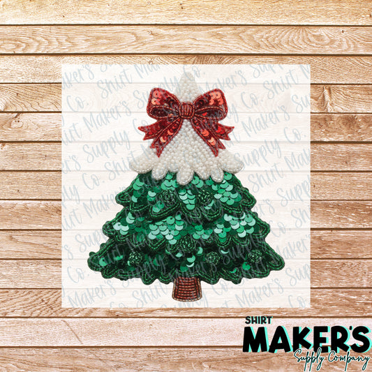 Christmas Tree Faux Sequin DTF or Sublimation Transfer