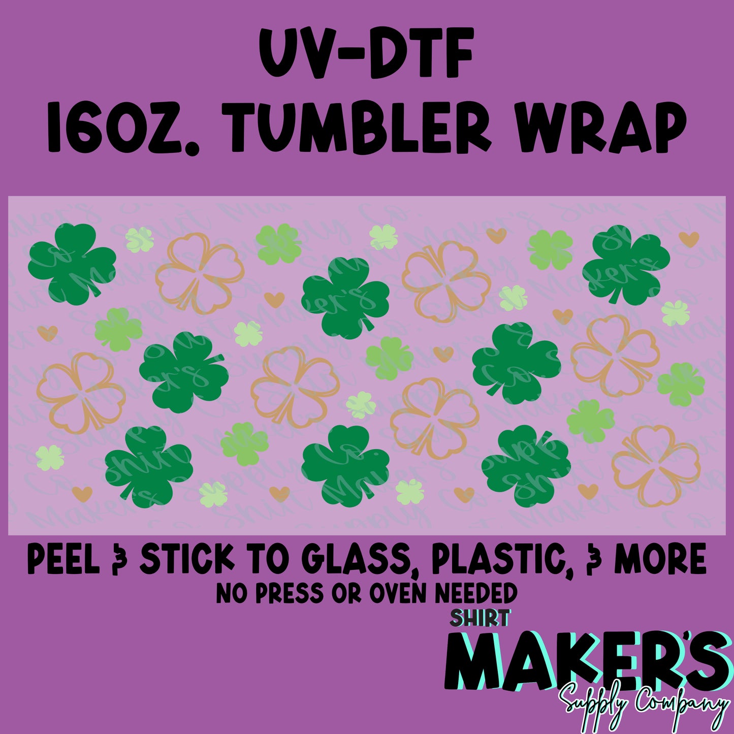 16oz. UV-DTF St. Patrick's Day Clover