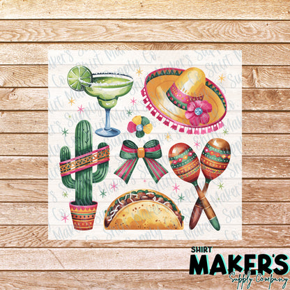 Fiesta Collage DTF Transfer - or- Hat Patch, Acrylic, Magnet, or Keychain