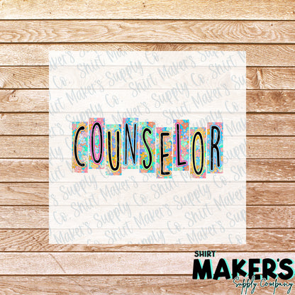 Floral Counselor DTF Transfer - or- Hat Patch, Acrylic, Magnet, or Keychain