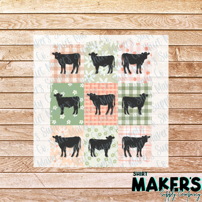 Cow Quilt DTF Transfer - or- Hat Patch, Acrylic, Magnet, or Keychain