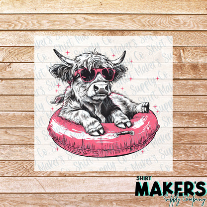 Summer Vibes Cow #2 DTF Transfer - or- Hat Patch, Acrylic, Magnet, or Keychain