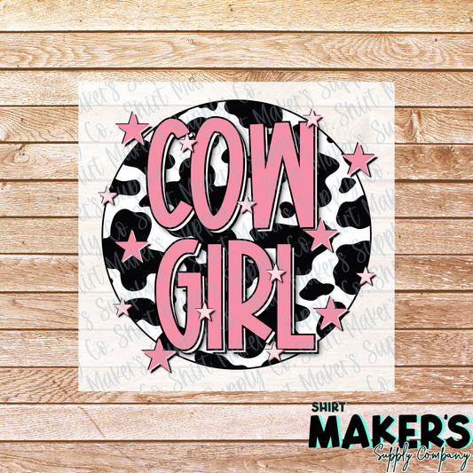 Cowgirl Cow Print DTF or Sublimation Transfer