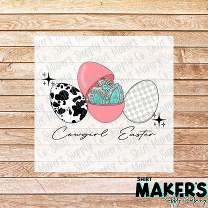 Cowgirl Easter DTF Transfer - or- Hat Patch, Acrylic, Magnet, or Keychain