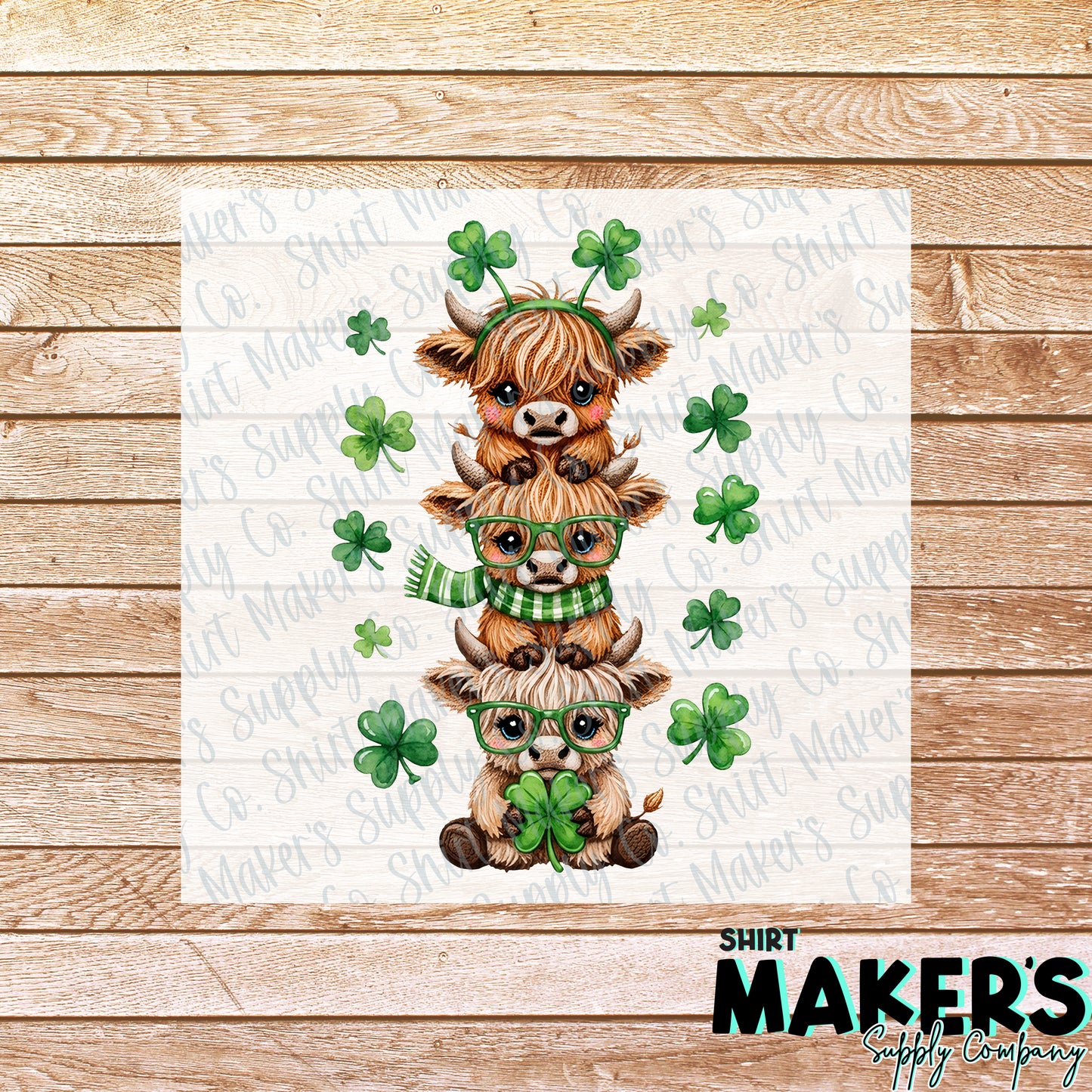 Cows St. Patrick's Day DTF Transfer - or- Hat Patch, Acrylic, Magnet, or Keychain