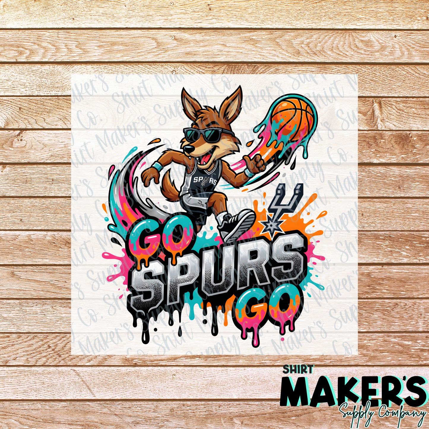 Go Spurs Go Coyote - San Antonio Spurs DTF or UV-DTF Transfer - or- Hat Patch, Acrylic, Magnet, or Keychain