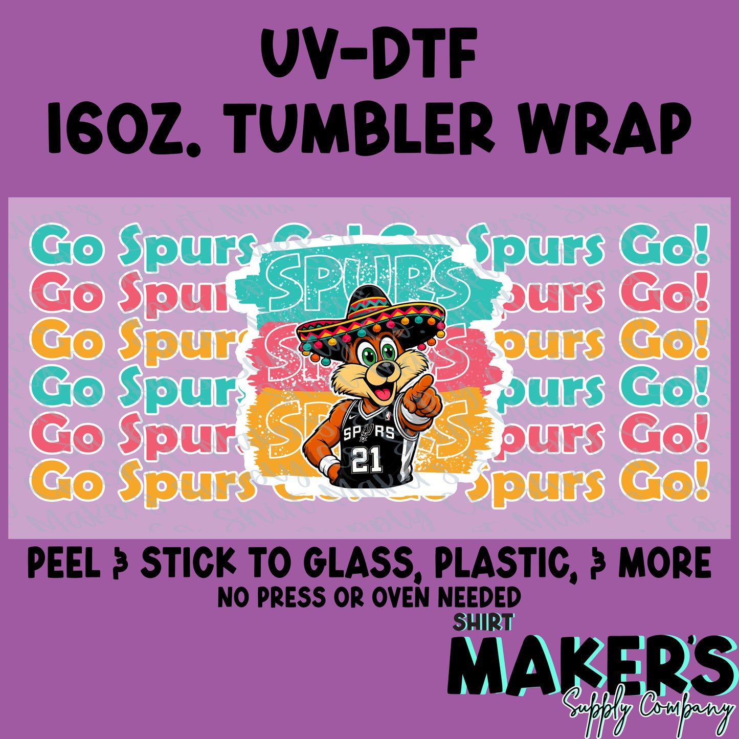 Go Spurs Go Coyote 16oz. UV-DTF Wrap