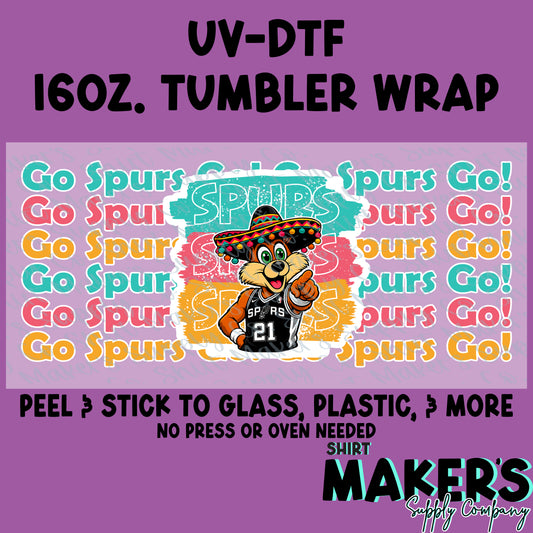 Go Spurs Go Coyote 16oz. UV-DTF Wrap