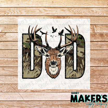 Hunting Camo Dad Buck DTF Transfer - or- Hat Patch, Acrylic, Magnet, or Keychain