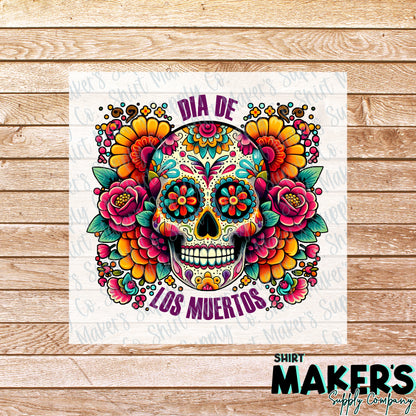 Dia De Los Muertos Day of the Dead Sugar Skull DTF Transfer - or- Hat Patch, Acrylic, Magnet, or Keychain