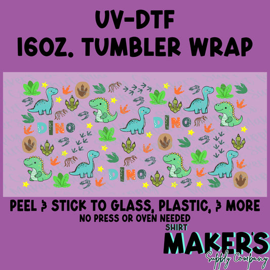 16oz. UV-DTF Kids Dinosaur Tumbler Wrap