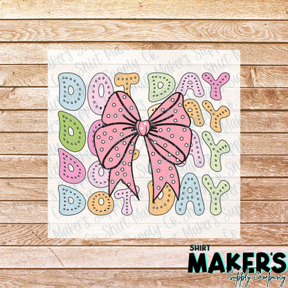 Dot Day Bow DTF Transfer - or- Hat Patch, Acrylic, Magnet, or Keychain