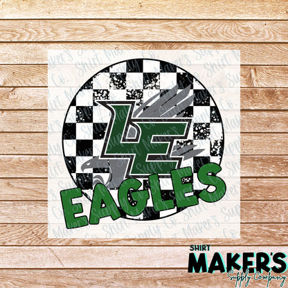 Luling Eagles Checker DTF Transfer - or- Hat Patch, Acrylic, Magnet, or Keychain
