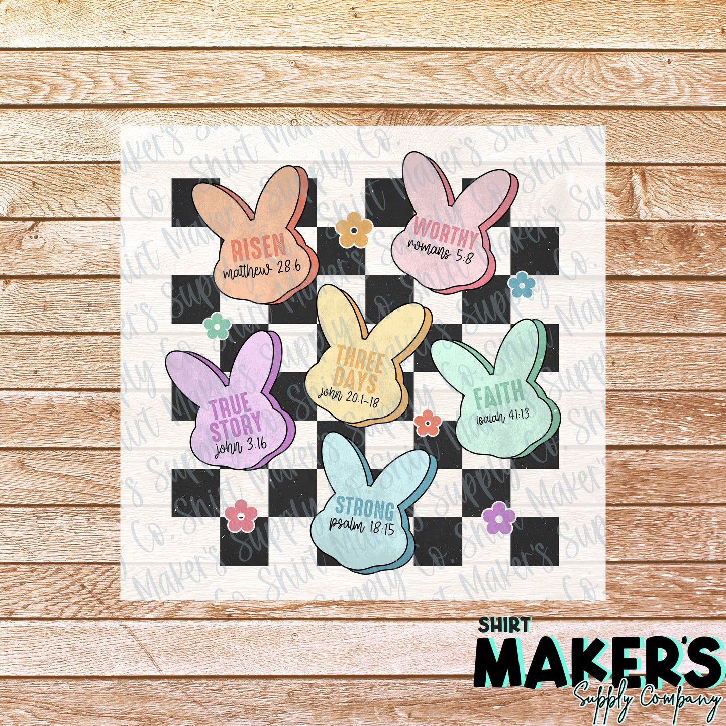 Easter He is Risen Verse Checker DTF or Sublimation Transfer