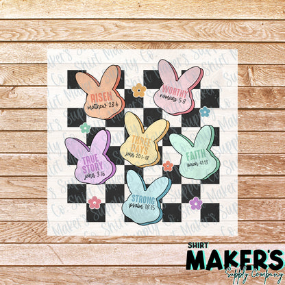 Easter He is Risen Verse Checker DTF Transfer - or- Hat Patch, Acrylic, Magnet, or Keychain