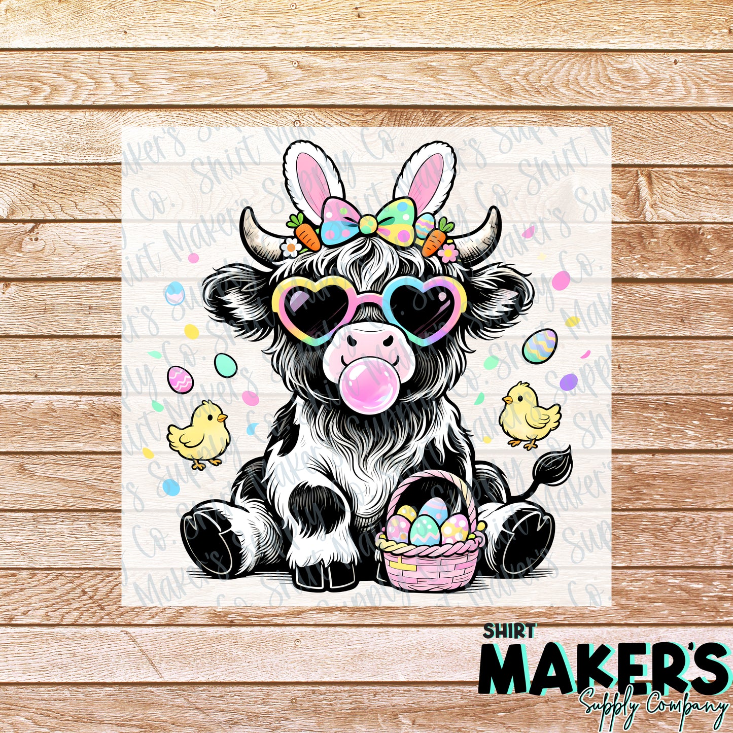 Easter Cow DTF or UV-DTF Transfer - or- Hat Patch, Acrylic, Magnet, or Keychain